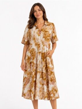 Joie Women’s Floral Midi Shirt Dress Abstract Watercolour [Size XL]